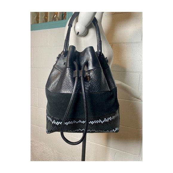Halston Heritage Black Bucket Bag - Picture 1 of 4